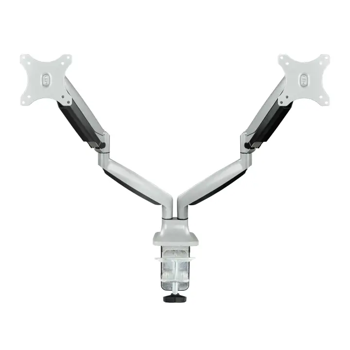 Soporte de Mesa Giratorio e Inclinable para 2 Pantallas (Monitor / TV Plasma / LCD / LED) 13  32, de Dos Brazos, Plata
