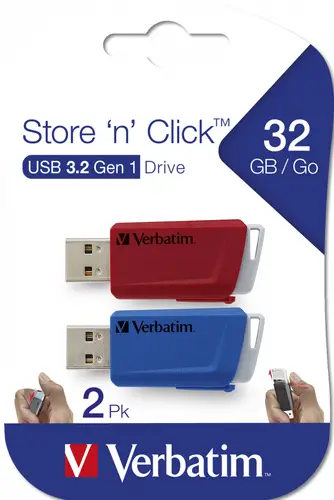 Store 'n' Click - Unidad USB 3.2 GEN1 - 2x32 GB, Rojo/Azul - Imagen 4