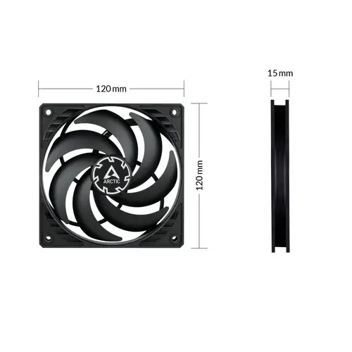 P12 Slim PWM PST Carcasa del ordenador Ventilador 12 cm Negro 1 pieza(s) - Imagen 3