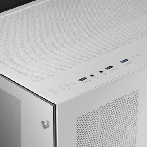 Torre Gaming Custom XXL E-ATX, Ventana Cristal Templado Lateral y Frontal, Estructura Modular Doble Cámara, MCV3, Color Blanco - Imagen 3
