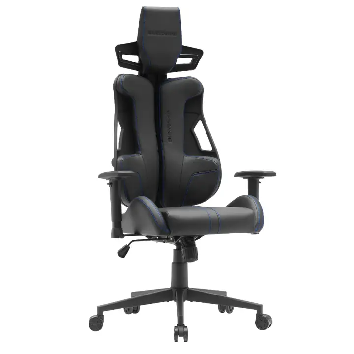 MGC-ELITE, Silla Gaming Ergonómica, Respaldo Flexible Adaptativo, Reposabrazos Ajustables 2D, Asiento Reclinable, Acabado Cuero PU, Silla de Oficina con Ruedas XL, Pistón Gas Clase 4, Azul