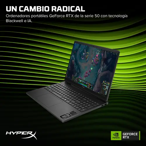HyperX OMEN 15 inch Gaming Laptop PC 15-gb0014ns AMD Ryzen 7 260 38,9 cm (15.3") 2K 24 GB DDR5-SDRAM NVIDIA GeForce RTX 5060 Wi-Fi 6 (802.11ax) Windows 11 Home AI PC Negro - Imagen 9