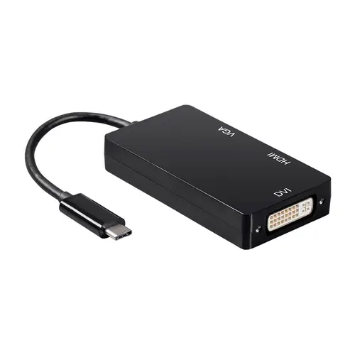 Conversor USB-C A DVI/HDMI/VGA, USB-C/M-DVI/H-HDMI/H-VGA/H, Negro, 15cm - Imagen 2