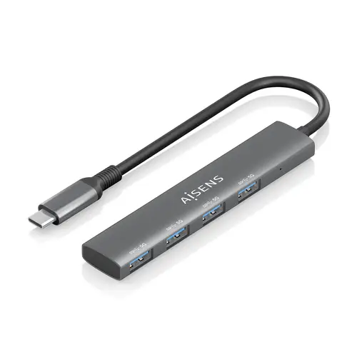 Hub USB 3.1 USB-C, USB-C/M-4x Tipo A/H, Gris, 15cm - Imagen 1