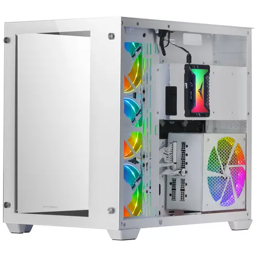 Torre Gaming Custom XXL E-ATX, Ventana Cristal Templado Lateral y Frontal, Estructura Modular Doble Cámara, MCV3, Color Blanco - Imagen 5