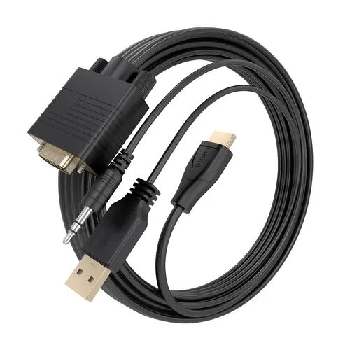 Cable Conversor HDMI a SVGA+Audio, HDMI A/M-SVGA/M+Jack 3.5/M+USB-A/M, Negro, 2.0m - Imagen 2