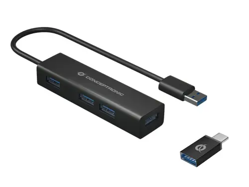 HUBBIES06B hub de interfaz USB 3.2 Gen 1 (3.1 Gen 1) Type-A 5000 Mbit/s Negro - Imagen 1