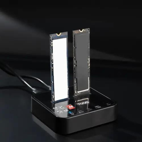 Docking Station USB-C 3.2 Gen 2 Dual Bay para SSD M.2 NGFF/NVMe Clonador, Negro - Imagen 3