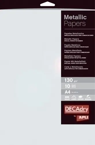 PAPEL METALIZAD.A4 APLI 130g 10h PERLA