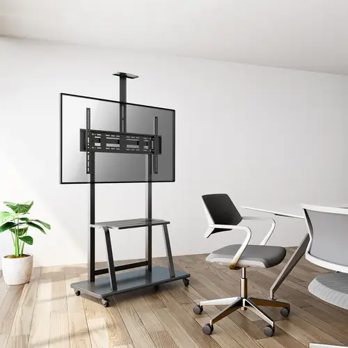 Soporte de Suelo ECO con Rueda, Bandeja para DVD y Soporte de Cámara para Monitor/TV 150Kg de 37-100, Negro - Imagen 8
