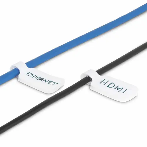 Paquete de 100 - Etiquetas Blancas de 9cm para Cables - de Gancho a Gancho - de Gestión de Cables - Para Indetificación de Cables - Imagen 7