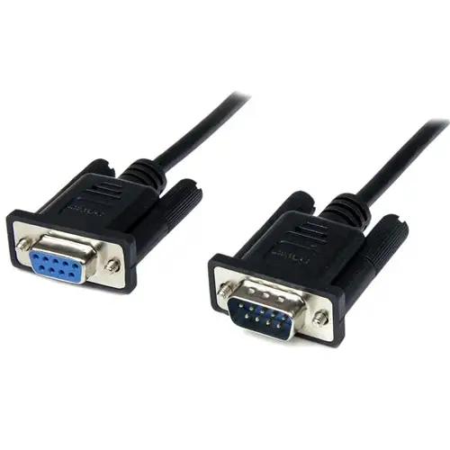 Cable 1m Módem Nulo Null Serie Serial DB9 Hembra a Macho - Negro - Imagen 1