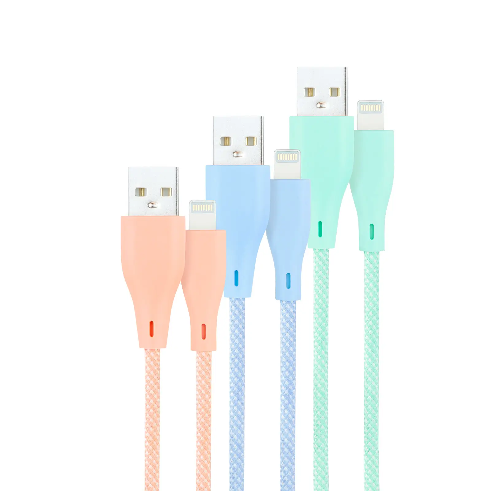 3 Cables Lightning a USB 2.0, Lightning/M-USB A/M, Mallados, Rosa..