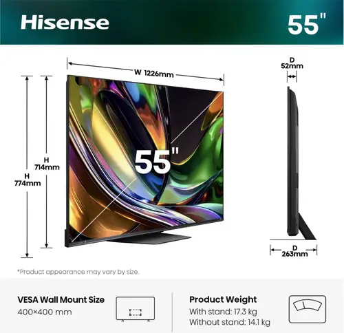 55UR8S 139,7 cm (55") 4K Ultra HD Smart TV Wifi Negro - Imagen 2