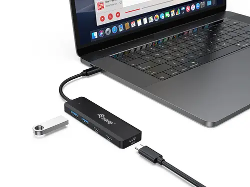 128964 hub de interfaz USB 3.2 Gen 1 (3.1 Gen 1) Type-C 5000 Mbit/s Negro - Imagen 2