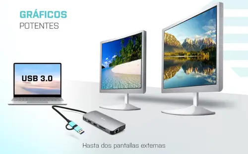 USB 3.0 USB-C/Thunderbolt 3x Display Metal Nano Dock with LAN + Power Delivery 100 W - Imagen 6