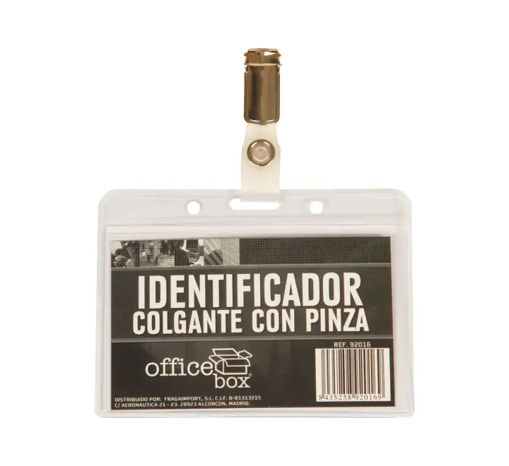 IDENT. APAISADO C/PINZA OFFICE BOX TRANSP. 92016 - Pack de 10 uni..