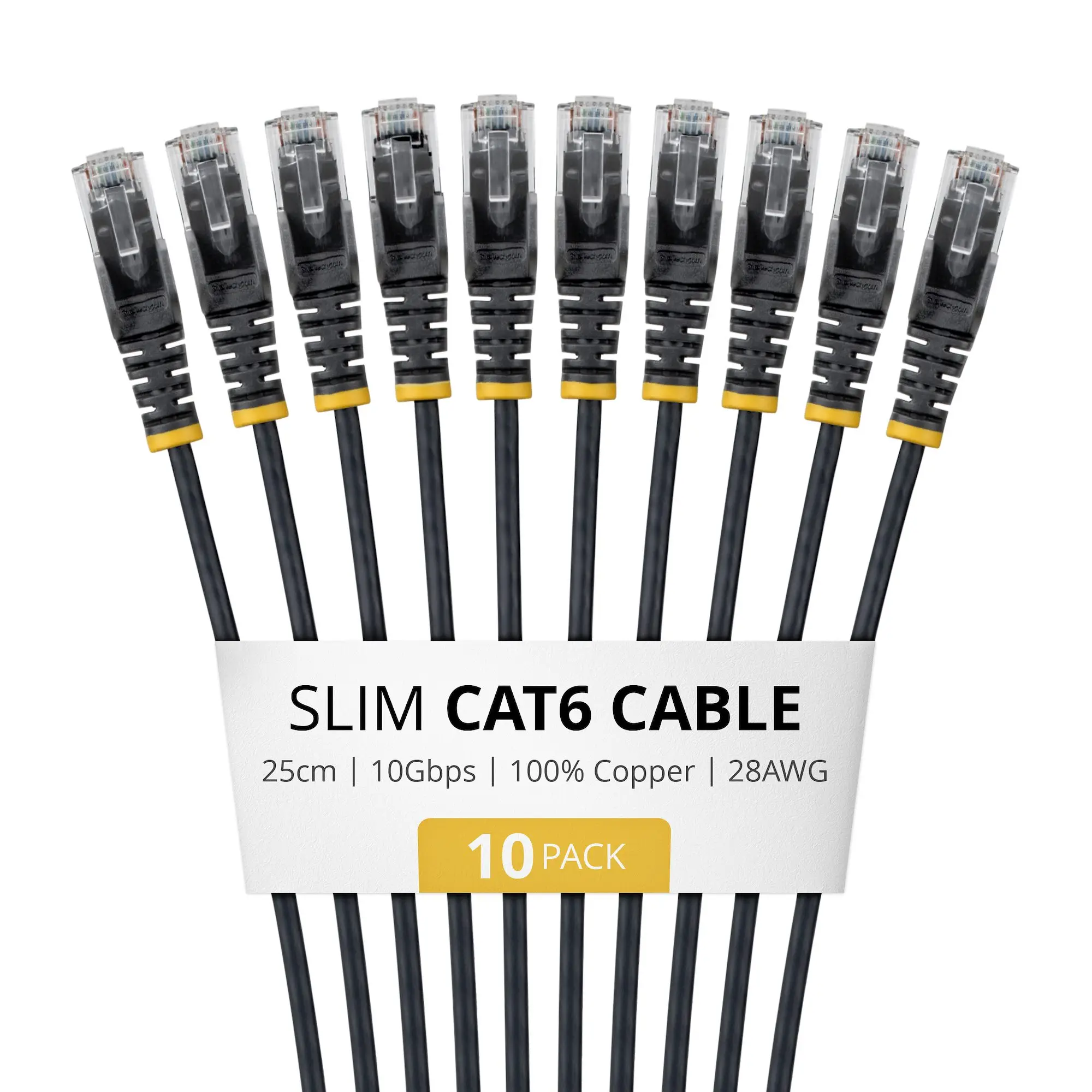 N6PAT25CMBKS10PK cable de red Negro 0,25 m Cat6 U/UTP (UTP)