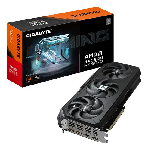 Radeon RX 9070 GAMING 16GB Tarjeta Gráfica - 16GB GDDR6, 256bit, PCI-E 5.0, 2520 MHz Frecuencia del núcleo, 2 x DisplayPort, 2 x HDMI, GV-R9070GAMING-16GD - Imagen 1