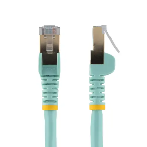 Cable de 1m de Red Ethernet RJ45 Cat6a Blindado STP - Cable sin Enganche Snagless - Aguamarina - Imagen 2