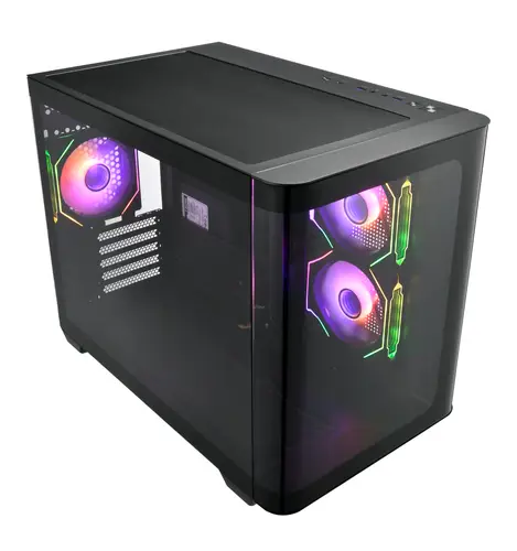 CAJA MICRO-ATX SEMITORRE FSP S380 RGB NEGRA 3 FANS - Imagen 3