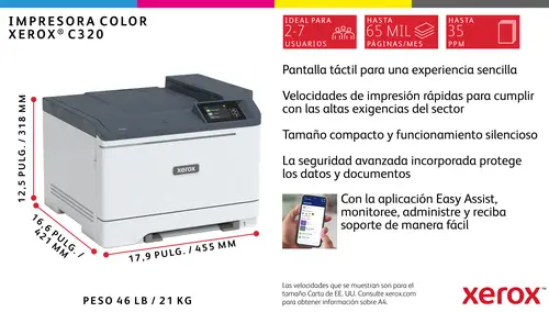 C320 A4 33 ppm Impresora inalámbrica a doble cara PS3 PCL5e/6 2 bandejas Total 251 hojas - Imagen 5