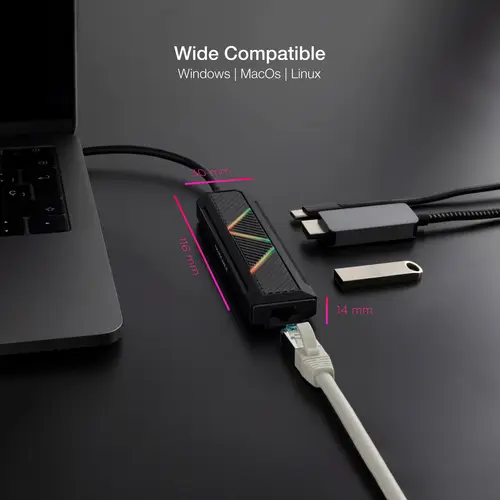 10.16.0501 base para portátil y replicador de puertos Alámbrico USB 3.2 Gen 1 (3.1 Gen 1) Type-C Negro - Imagen 2
