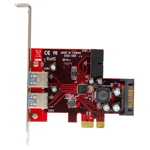 Adaptador tarjeta PCI Express de 2 puertos externos 2 internos USB 3.0 con alimentación SATA - Imagen 2