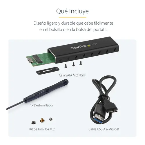 Caja USB 3.0 (5Gbps) a SSD M.2 de Aluminio con UASP - Negro - SATA NGFF M.2 con B Key y B+M Key - Caja Portátil Externa M.2 - No es Compatible con NVMe / AHCI - Imagen 13