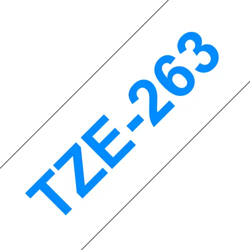 TZE-263 cinta para impresora de etiquetas Azul sobre blanco - Imagen 1