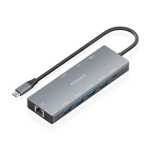 USB-C Dock 9 en 1, USB-C A 1xHDMI, 1xDisplayPort, 1xRJ45, 4xUSB-A 5G, 1xUSB-C 5G, 1xUSB-C PD100W, Gris, 20cm - Imagen 1