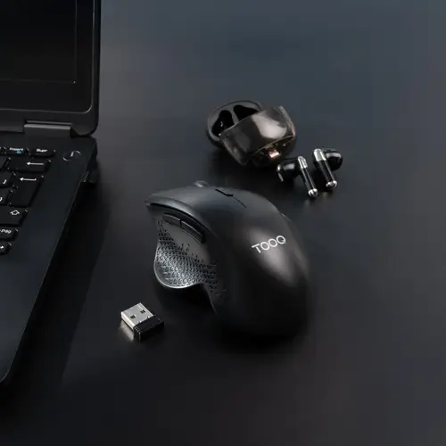 Ratón Inalámbrico Ergonómico 1600 DPI, 6 botones, Negro - Imagen 3