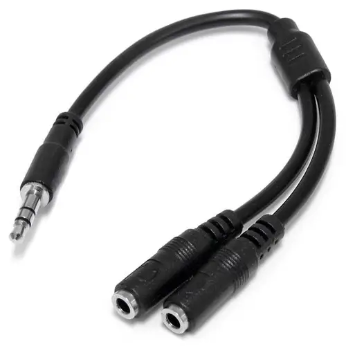 Adaptador Divisor de Auriculares Mini-Jack 3,5mm 3 pines Macho a 2x Mini-Jack 3 pines Hembra - Imagen 1