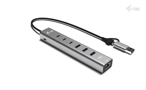 USB-C/USB-A Metal HUB 6 port (3x USB-C, 3x USB-A), LAN, Power Delivery 85W - Imagen 2