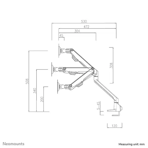FPMA-D750DWHITE2 Brazo de monitor 10-32" - resorte de gas - Topfix - Tope-a-180° - Imagen 7