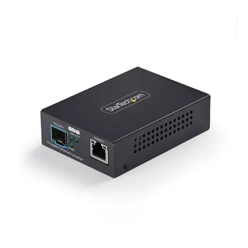 Conversor de Medios de Fibra 10GbE SFP+ - RJ-45 a SFP+ 10GBASE-X - Monomodo - Multimodo - Tramas Jumbo de 16K - TAA - Imagen 1