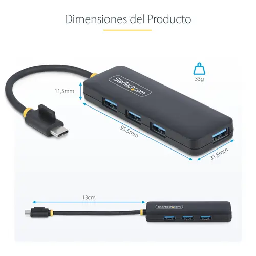 Hub USB-C de 4 Puertos - Ladrón USB Tipo C a 4 Puertos USB-A - Alimentado por el Bus - USB 3.0 de 5Gbps - Hub Portátil USB para Viajes - Protección de Sobrecorriente - Imagen 16