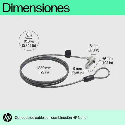 Bloqueo de cable con combinación Nano - Imagen 3