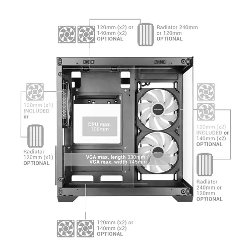 MCVIEW3W carcasa de ordenador Mini Tower Blanco - Imagen 6