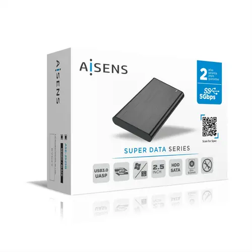 Caja Externa 2,5" ASE-2525B 9.5mm SATA a USB 3.0/USB3.1 Gen1, Negra - Imagen 4