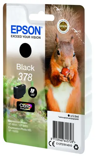 Squirrel Singlepack Black 378 Claria Photo HD Ink - Imagen 3