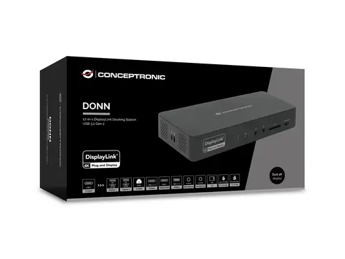 DONN31B base para portátil y replicador de puertos Alámbrico USB 3.2 Gen 2 (3.1 Gen 2) Type-C Negro - Imagen 6