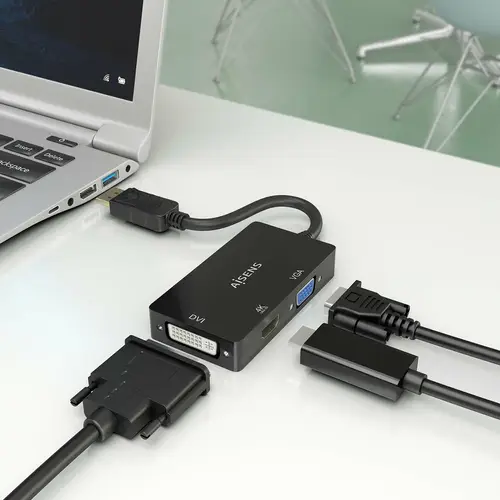 Conversor Displayport V1.2 a VGA/DVI/HDMI, DP 1.2/M-VGA/H-DVI/H-HDMI/H 4K, Negro, 15cm - Imagen 5