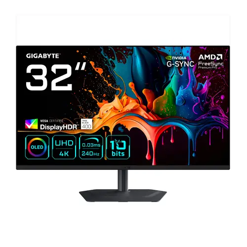 MO32U2 Monitor Gaming OLED 32 4K UHD - 3840 x 2160, 240Hz, 0.03ms, 250 cd/m², G-Sync Compatible, FreeSync Premium Pro, Display HDR True Black 400, HDMI 2.1, DisplayPort 1.4 - Imagen 1