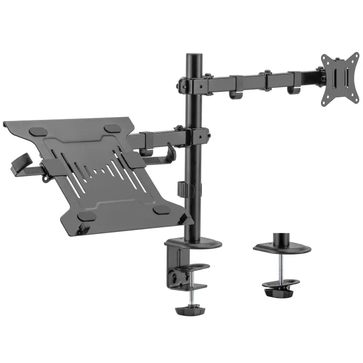 EW1519 soporte para ordenador portátil Soporte de mesa con estante para ordenador portátil y brazo para monitor Negro 39,6 cm (15.6")