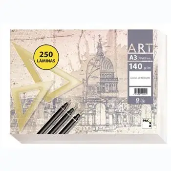 PACSA PAPEL DE DIBUJO SERIE ART PAQUETE 250 LÁMINAS A3 140GR LIS..