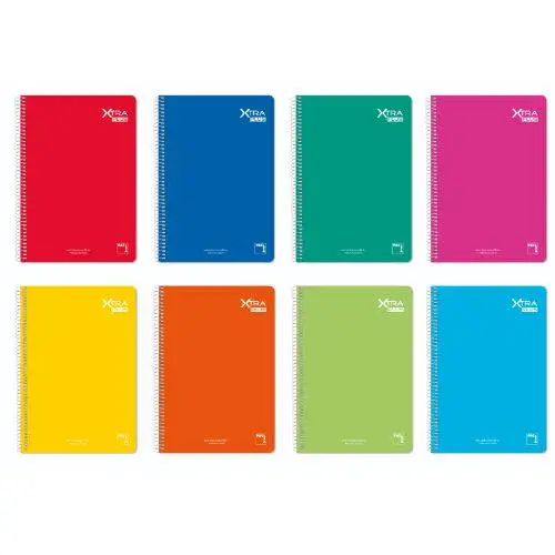 CUADERNO ESPIRAL SERIE  XTRA PLUS TAPA DURA 90 GRS. FOLIO (215X310MM.) 80 HOJAS CUADRÍCULA 4X4 CON MARGEN SURTIDO PACSA 16283