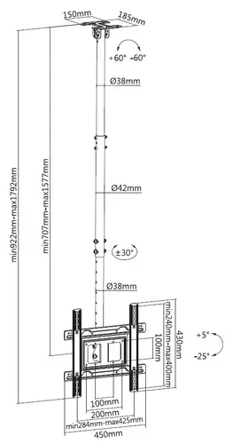 650321 Soporte de TV para montaje en techo de 32"-70 - Imagen 8