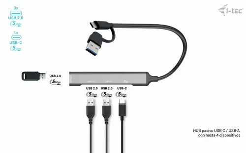 USB-C/USB-A Metal HUB 1x USB 3.0 + 3x USB 2.0 - Imagen 7