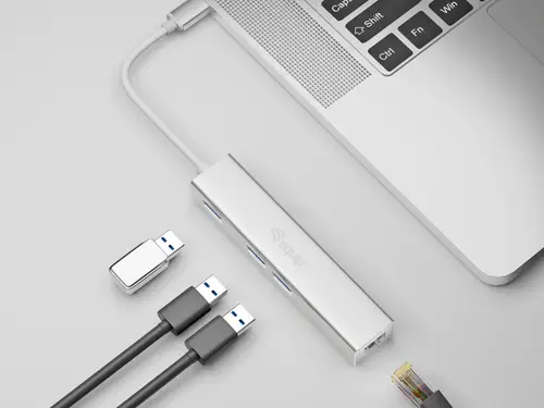 Hub USB-C a USB 3.0 de 3 puertos con adaptador Gigabit - Imagen 2
